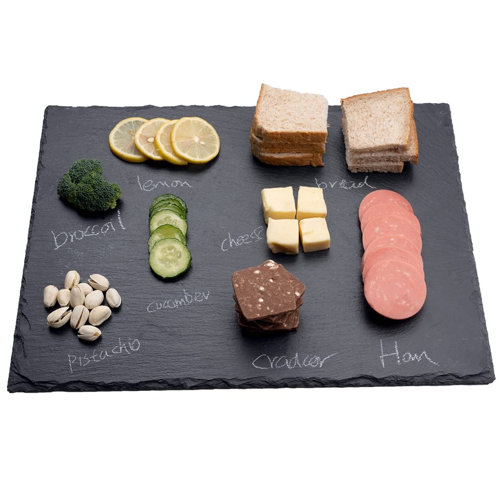 16x12in Large Slate Cheese Board for Meat, Cheese, Appetizers - Slate Platter with 2 Chalks - Perfect warming