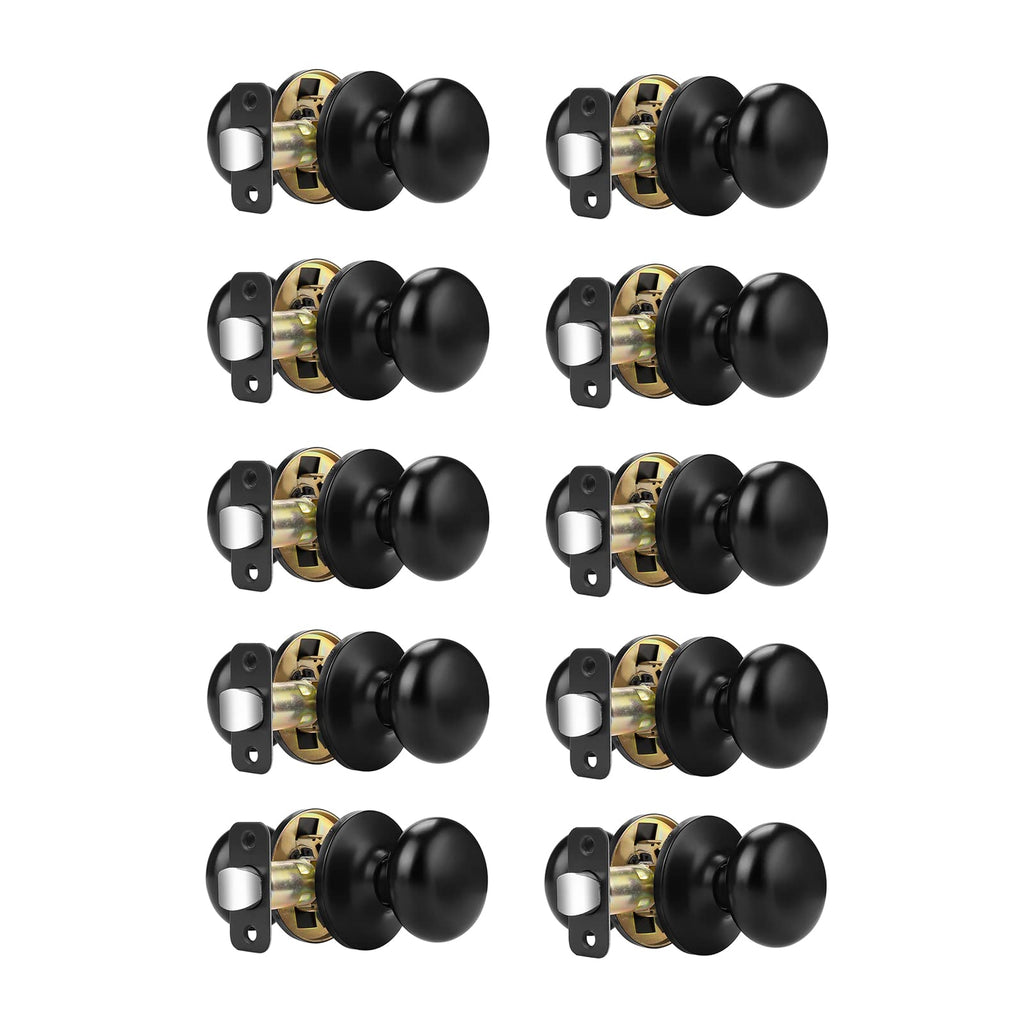 Door Knobs Interior, Passage Door Handles 10 Pack Matte Black Finish, Indoor Universible Levers for Closet Hallway