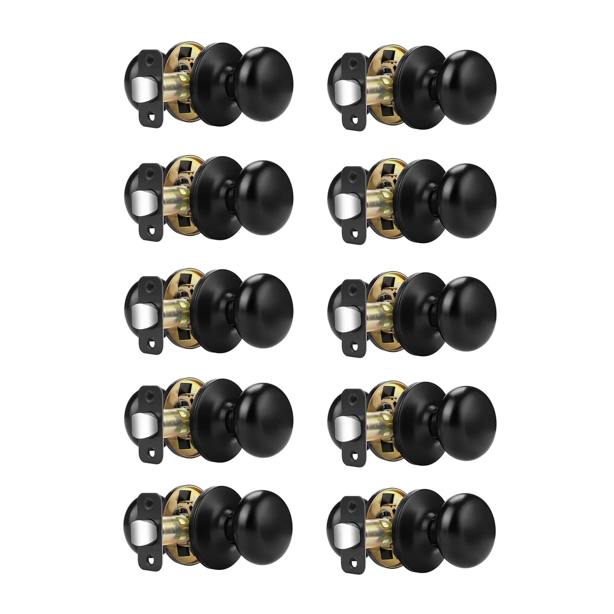 Door Knobs Interior, Passage Door Handles 10 Pack Matte Black Finish, Indoor Universible Levers for Closet Hallway