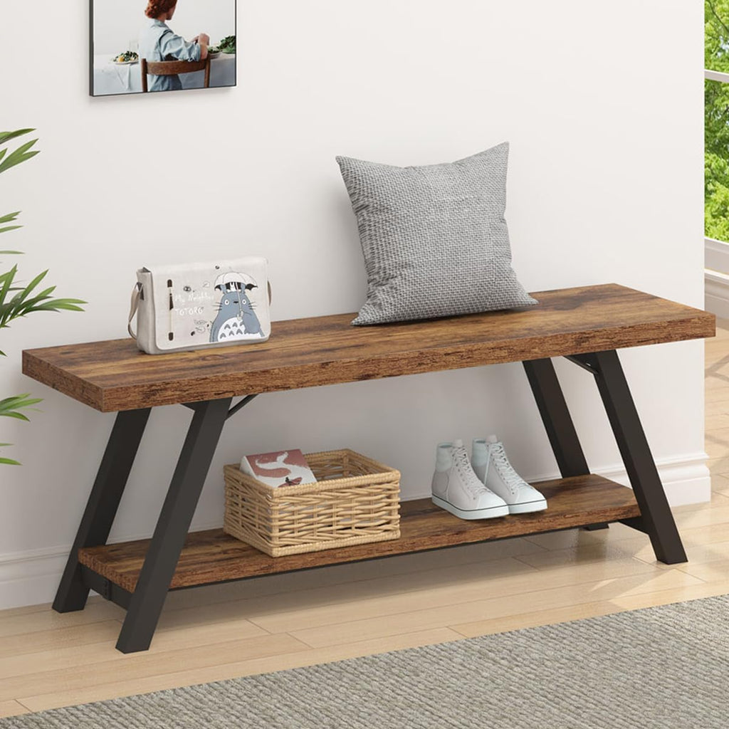 Rustic Entryway Bench with Storage, Hallway Bench, 47 in