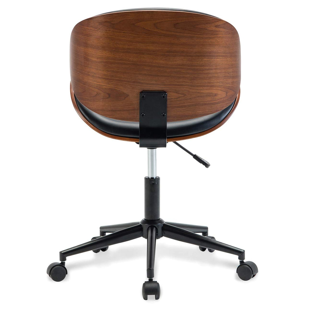 Inspired Eames Style Mid Century Modern Shell Chair, Classic Tripod Design Walnut Plywood Faux Leather Upholstered Lounge Armless Chair