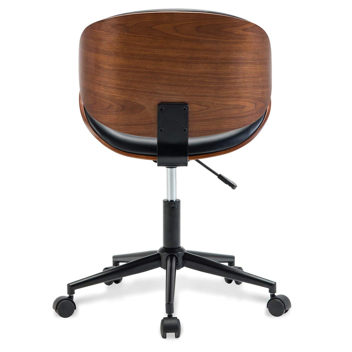 Inspired Eames Style Mid Century Modern Shell Chair, Classic Tripod Design Walnut Plywood Faux Leather Upholstered Lounge Armless Chair