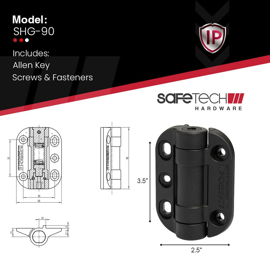 Self Closing Gate Hinges | Self-Aligning Heavy Duty Spring Hinges | Adjustable Tension | Pool Safety Hinges