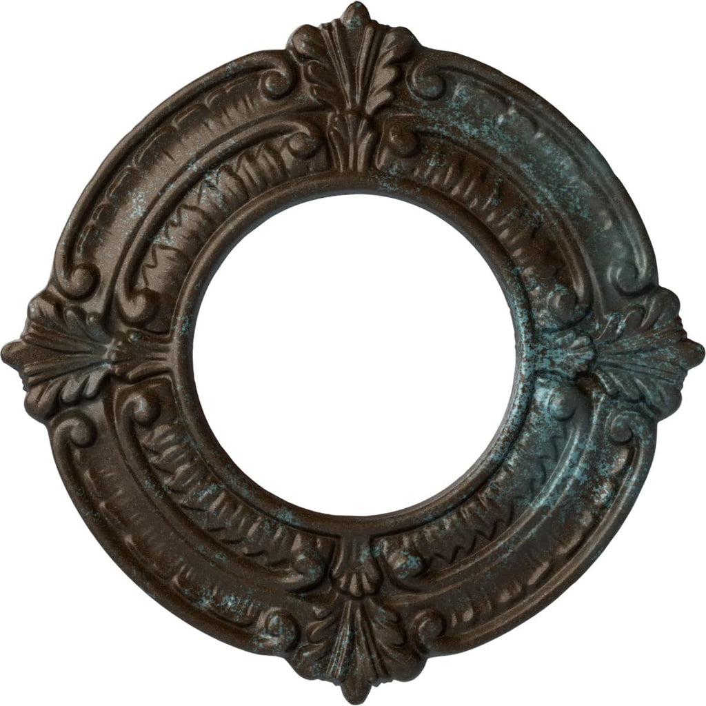 9" x 4-1/8" x 5/8" Benson Ceiling Medallion, Bronze Blue Patina