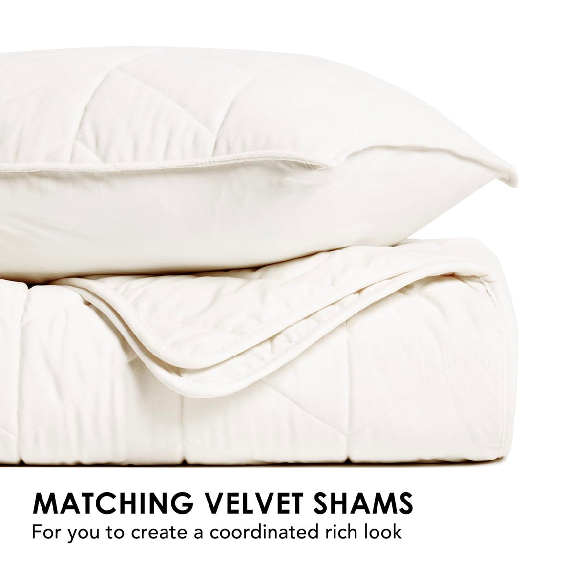 3 Pieces Matelasse Oversized Velvet Quilts, Cream White