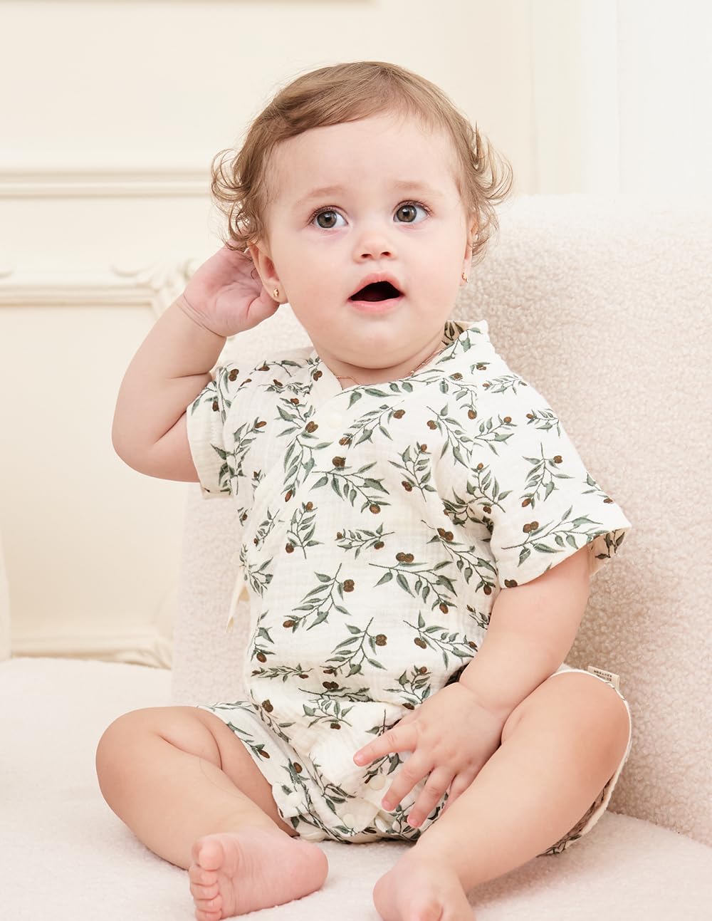 Baby Kimono Cotton Muslin Romper Clothes Leaves