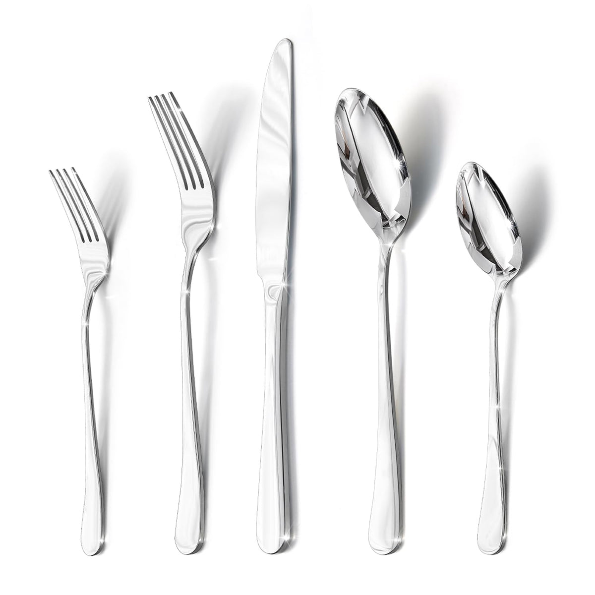 60PCS Silverware Set Service for 12, Premium Stainless Steel Flatware Set Mirror Polished, Modern Kitchen Cutlery Set