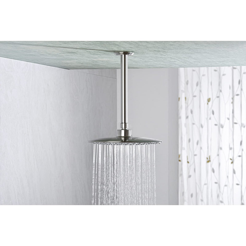 8 Inch Shower Arm and Flange Brushed Nickel, Ceiling Mounted Shower Arm for Rain Shower Head