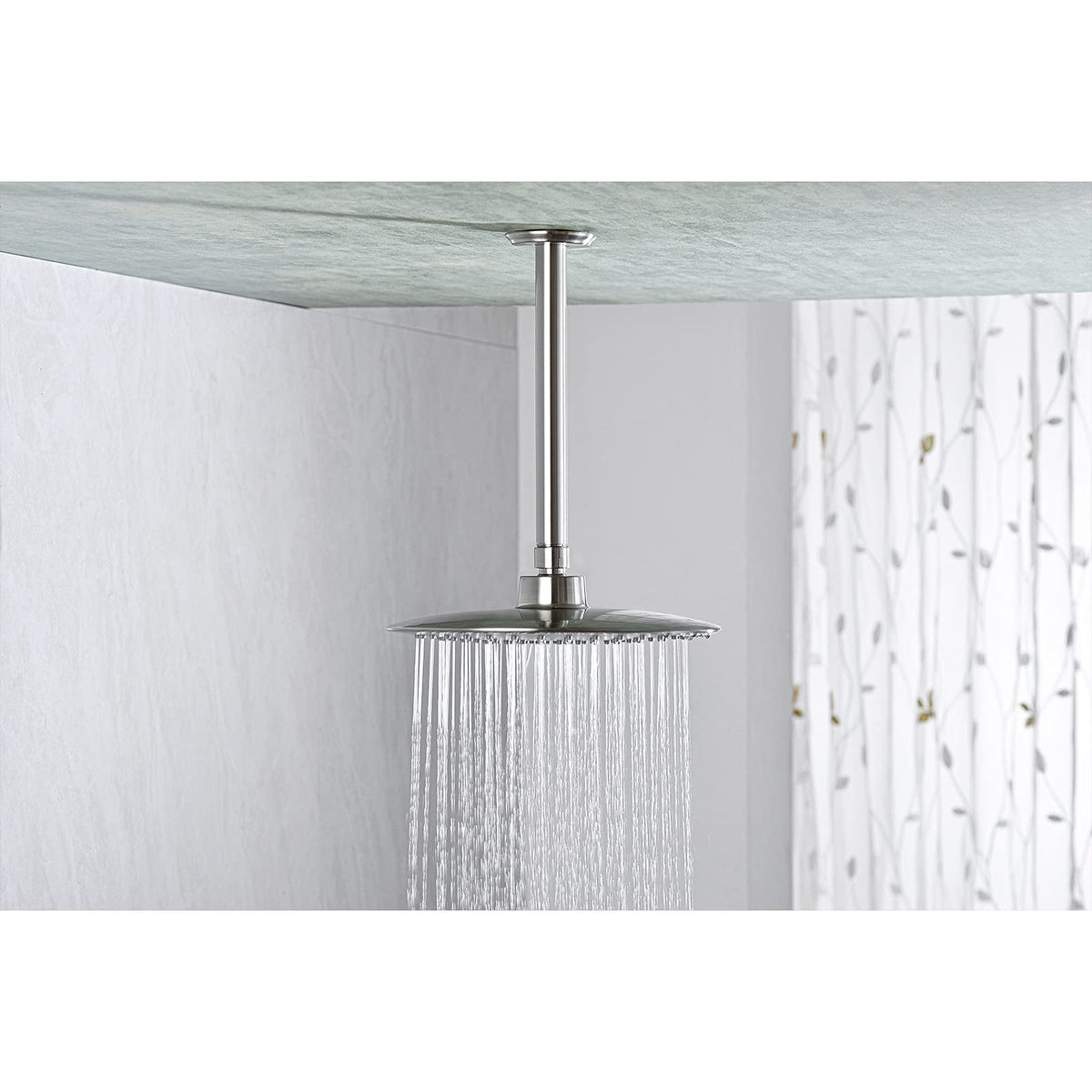8 Inch Shower Arm and Flange Brushed Nickel, Ceiling Mounted Shower Arm for Rain Shower Head