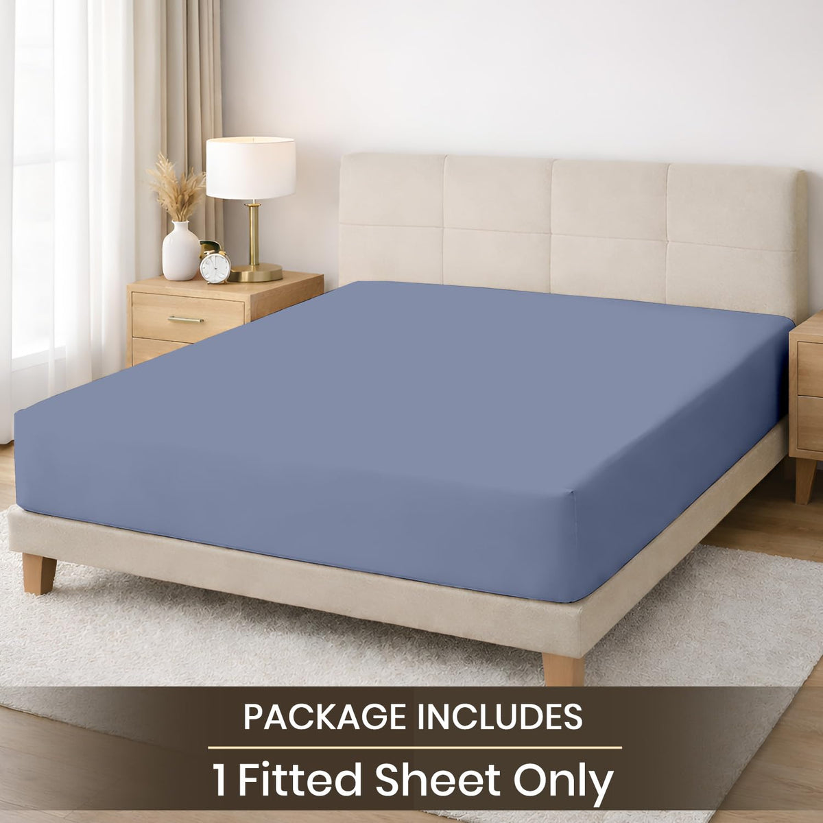 100% Egyptian Cotton 600 TC King Size Fitted Sheet Only Soft, Smooth Sateen Weave 15" inch Deep Pocket Fitted Bed