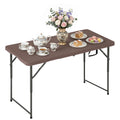 4 FT Folding Table, Heavy Duty Plastic Foldable Table with Carrying Handle, Adjustable Height Portable Party Tables