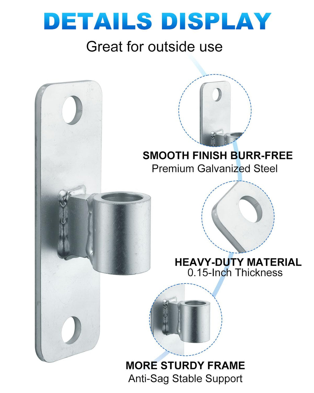 2 Pack Wall Mount Gate Hinge Fit 5/8" Pin Fence Post Hinge with Screws