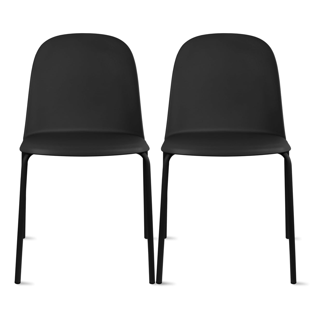 Modern Stackable Armless Dining Chair | Plastic Shell Seat with Metal Legs | Indoor or Outdoor Use | Home Kitchen