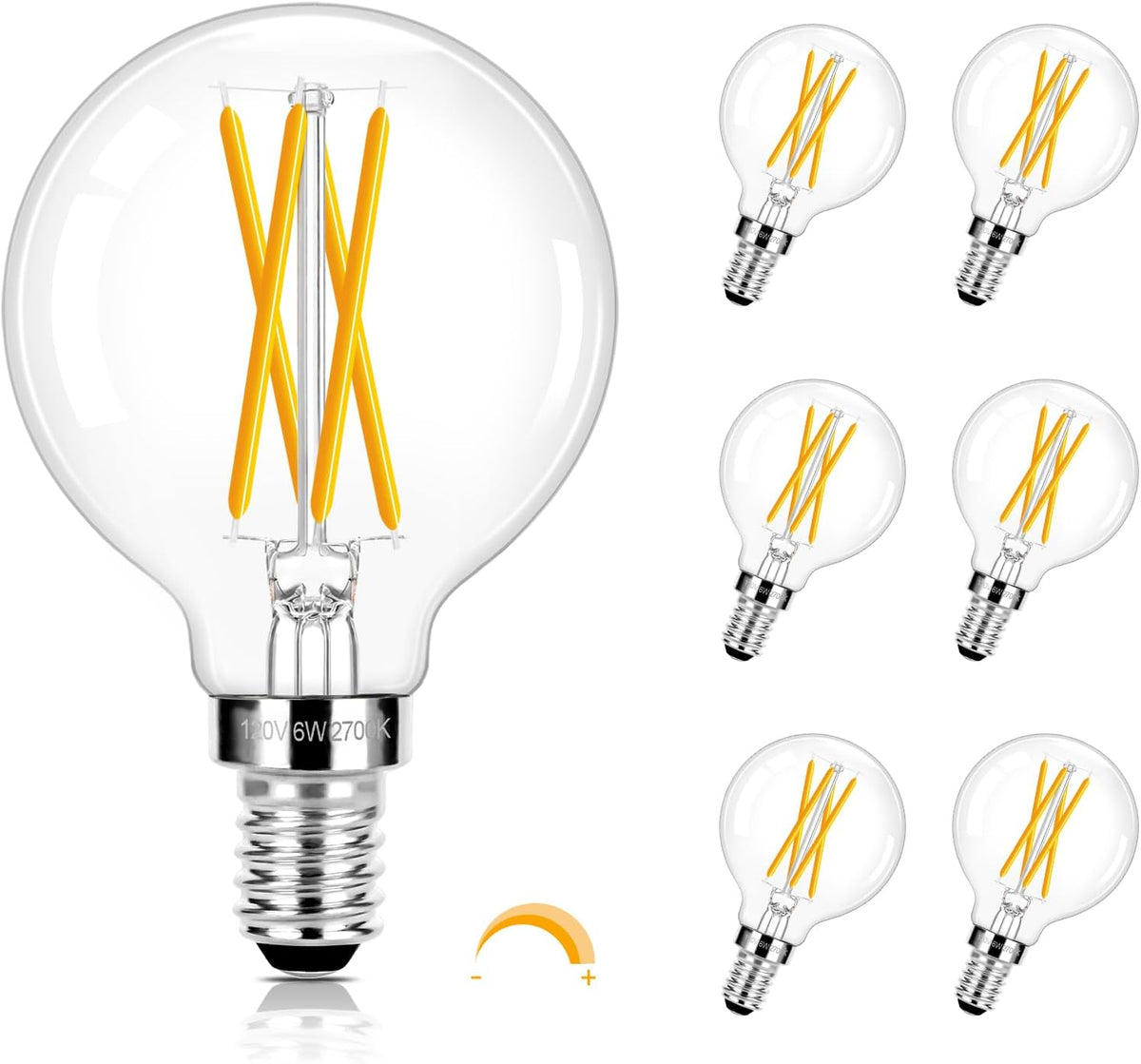 E12 LED Bulb Dimmable, G16.5 Globe Edison Bulbs for Small Base