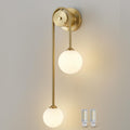 Golden Wall lamp Double Ball, mid-Century Modern Glass Wall sconces,with G9 Tricolor Bulb for Living Room Bedroom