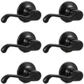 2026 New 6Pack Scroll Passage Door Lever, Matte Black Interior Door Handle, Easy Install & Closet Door, No Lock