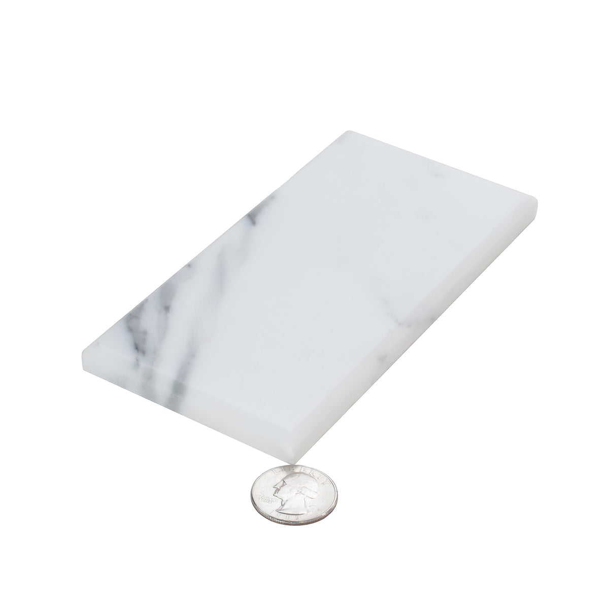Beveled Subway Calacatta Marble Tile White 3x6 Polished 5 sq ft 40-Pack