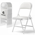 6 Pack Folding Chairs, PU Leather Folding Dining Chairs with Padded Cushion Seat & Back, Indoor Outdoor Folding Chair