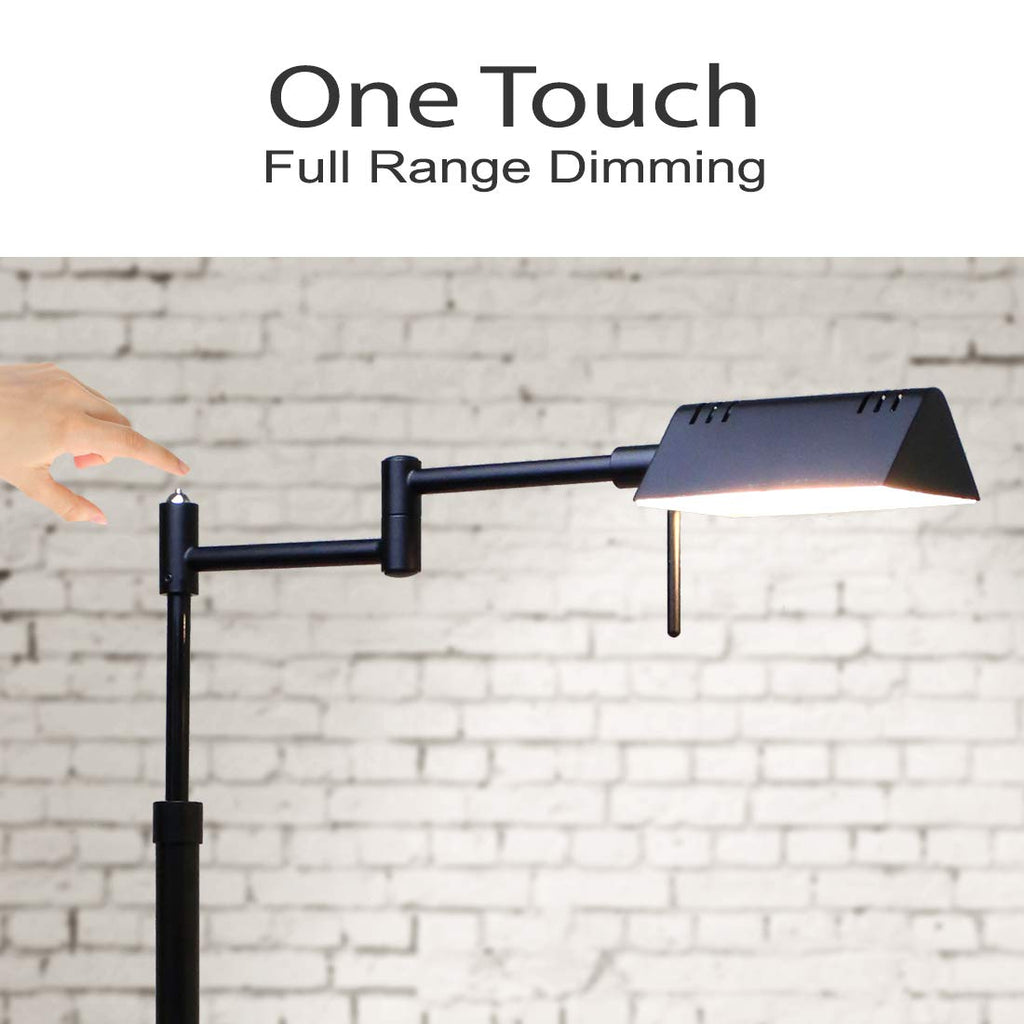 Brook Adjustable Dimmable LED Pharmacy Floor Lamp, Black