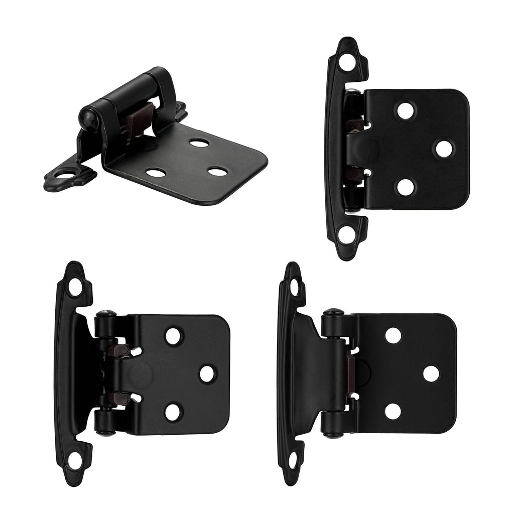 Matte Black Kitchen Cabinet Hinges, 1/2" Overlay, 10 Pack
