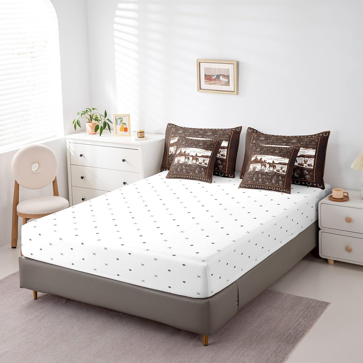 Western Aztec Comforter Set 7 Pieces Horse Bedding Set