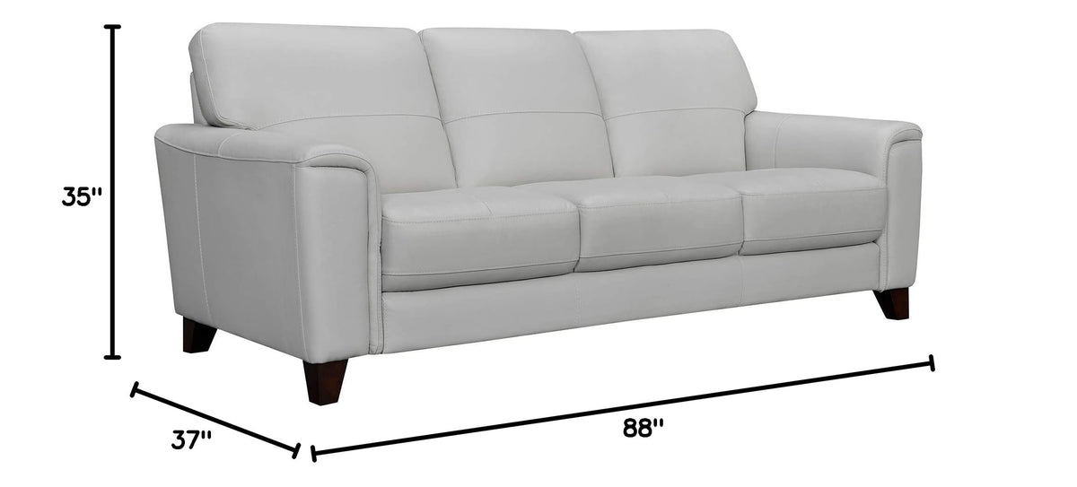 Bergen 87" Dove Gray Genuine Leather Square Arm Sofa