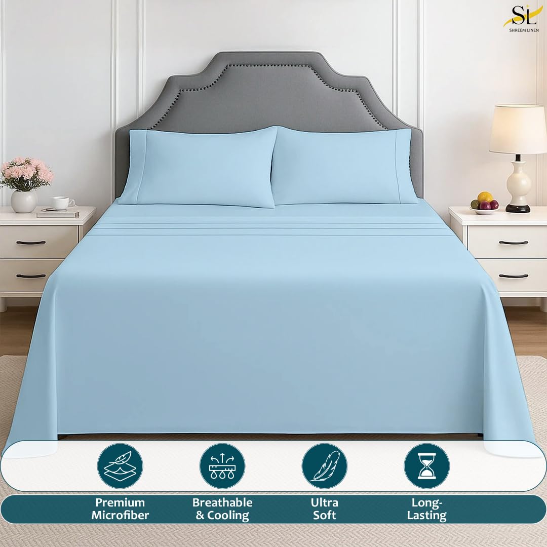 Sheet Set - 4 Piece Ultra Soft Brushed Microfiber Bed Sheets - 15" Deep Pockets, Wrinkle-Free & Breathable for