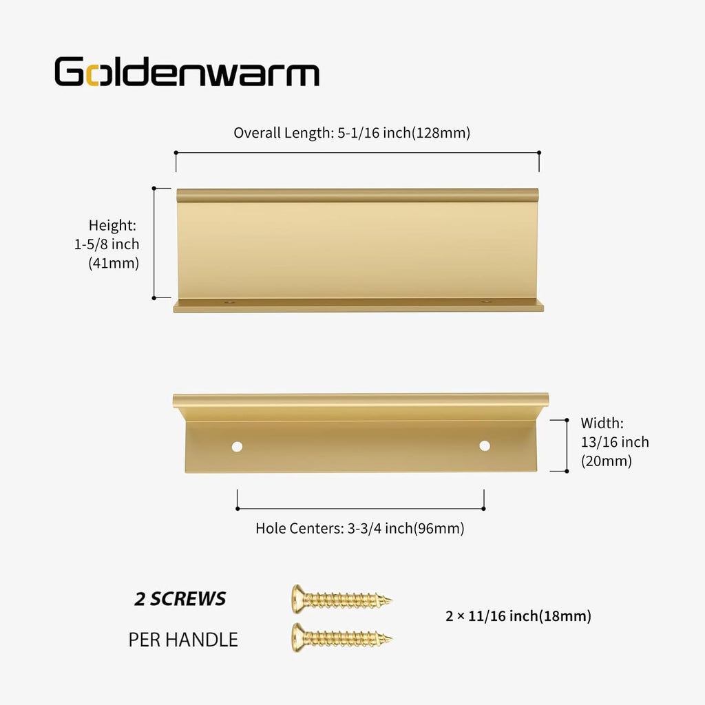 10 Pack 3-3/4in Finger Edge Pulls for Gold Drawer Pulls