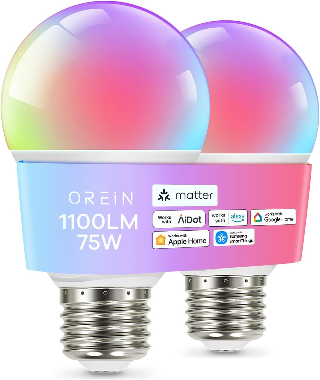 Matter Smart Light Bulb A19, Works with Alexa/Apple Home/Google