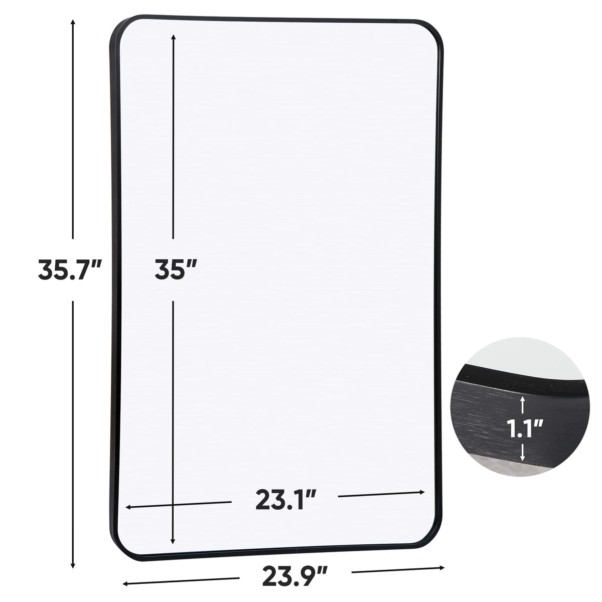 Black Metal Framed Rectangular Wall Mirror 24" x 36" Bathroom Mirror with Peaked Trim s, Living Rooms, Bathrooms