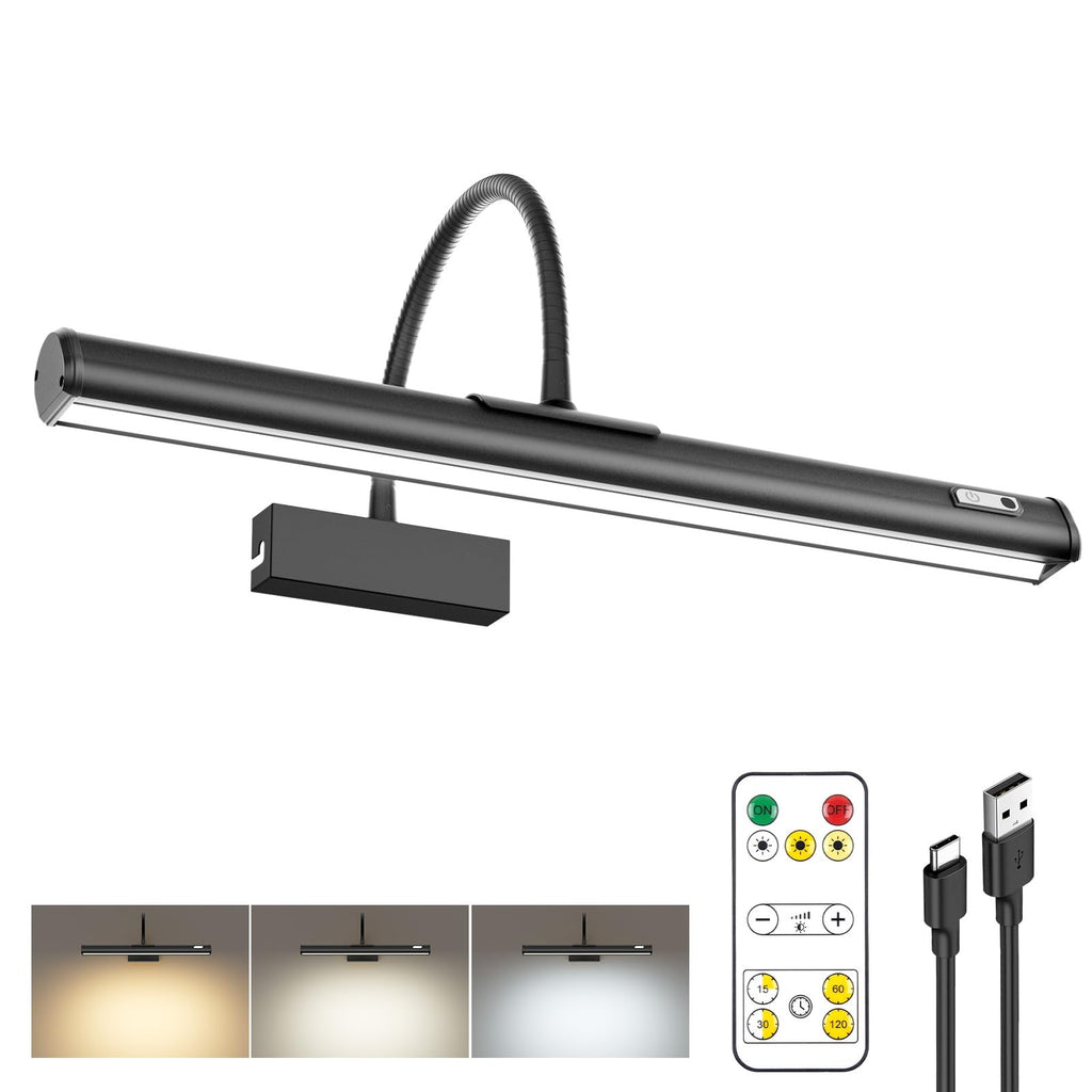 Picture Lights for Wall Battery Operated, 15.3" Rechargeable Picture Light with Remote, Magnetic Cordless Art Light