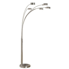 Inspired Arco Style Micah - 5 Arc Floor Lamp w/Dimmer Switch, 360 Degree Rotatable Shades - Bright & Attractive, Brushed Steel