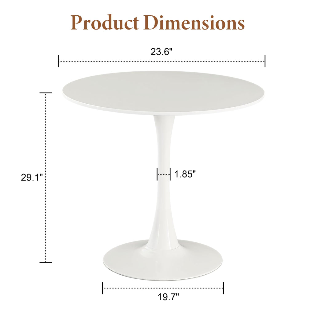 Inspired Saarinen Style Round Dining Table, 24" Circle Pedestal Table with Thickened Tabletop & Metal Pedestal, Mid-Century Modern Coffee