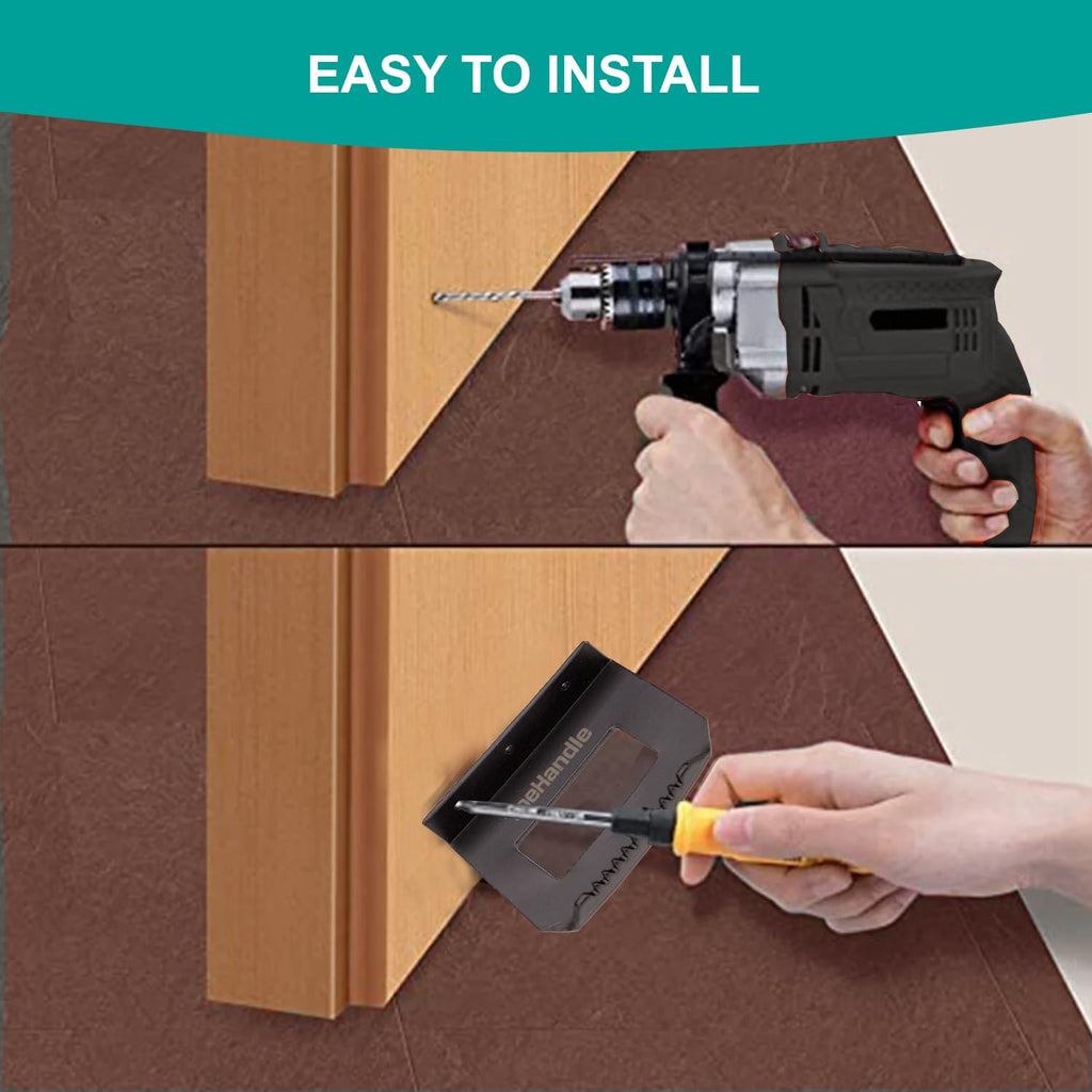 Foot Operated Sanitary Door Handle - Touchless Hands Free Door Opener, Quick and Easy-to-install DIY (Black Steel-1