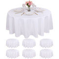 90 Inch Round Tablecloth White Polyester Fabric Table Covers 6 Packs