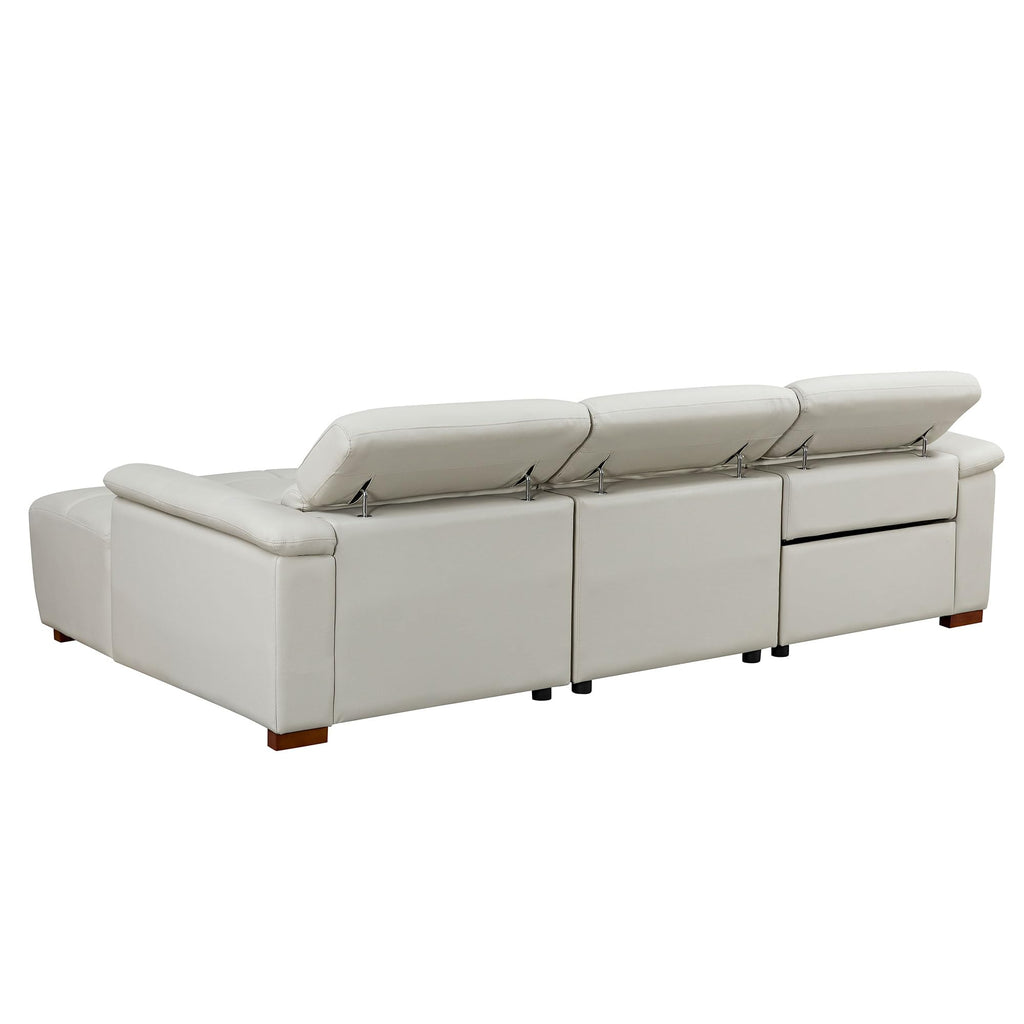 L-Shaped 3 Seat Sectional Sofa with Power Reclining & Adjustable Headrest, 113" Oversized Right Facing Corner