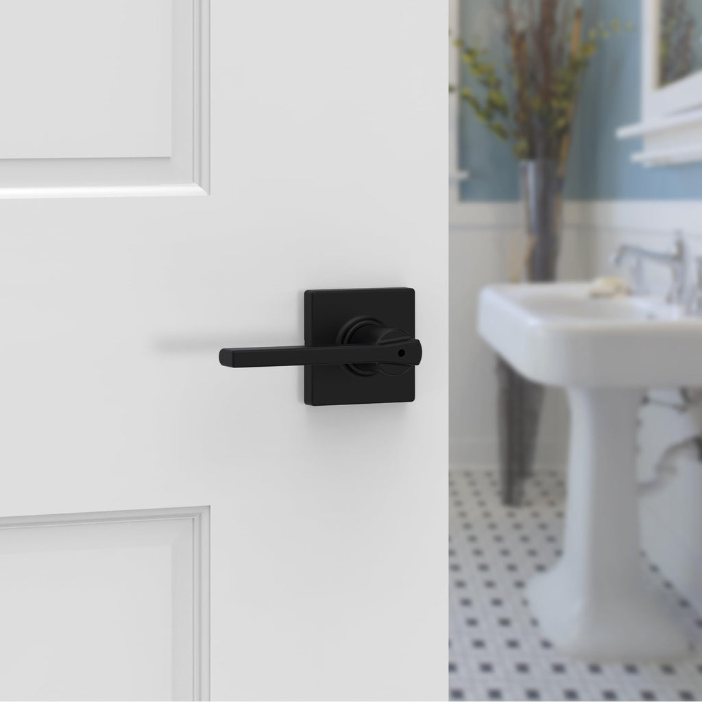 Casey Interior Privacy Door Handle with Lock 4 Pack, Door Lever , Matte Black Reversible Keyless Turn Lock, with