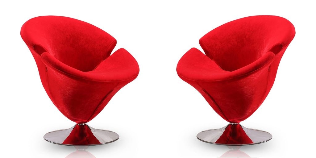 Inspired Saarinen Style Tulip Swivel Accent Chair Set of 2 with 360° Turn, Modern Flower Design, Soft Velvet Upholstery, Polished