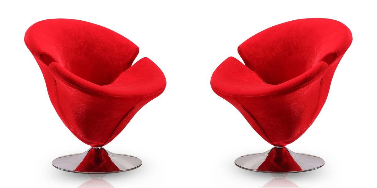 Inspired Saarinen Style Tulip Swivel Accent Chair Set of 2 with 360° Turn, Modern Flower Design, Soft Velvet Upholstery, Polished