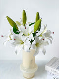 2 Pcs White Stargazer Lily Artificial for Decoration, 28 inch Long Stems Real Touch latex Fake, Faux Silk Easter