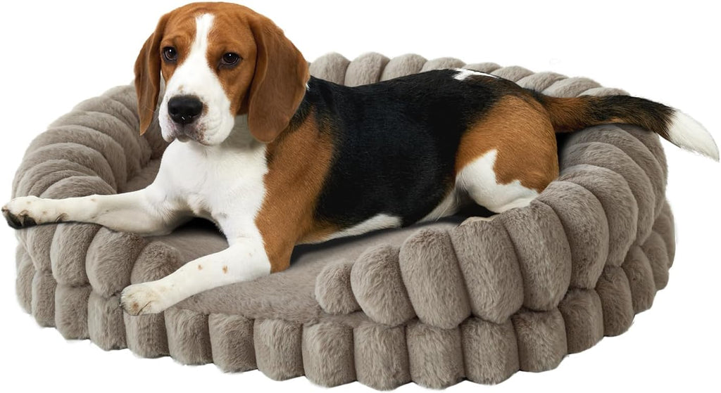 Calming Dog Bed for Medium Sized Dogs, Oval Washable Pet Bed with Sides, Orthopedic Pet Couch Sofa