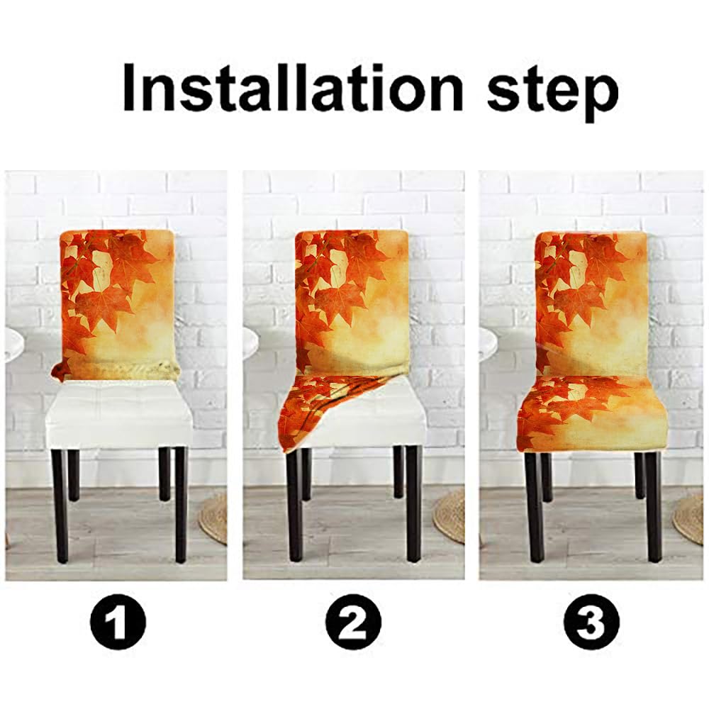 Fall Autumn Maple Orange Dining Chair Slipcovers Set of 4