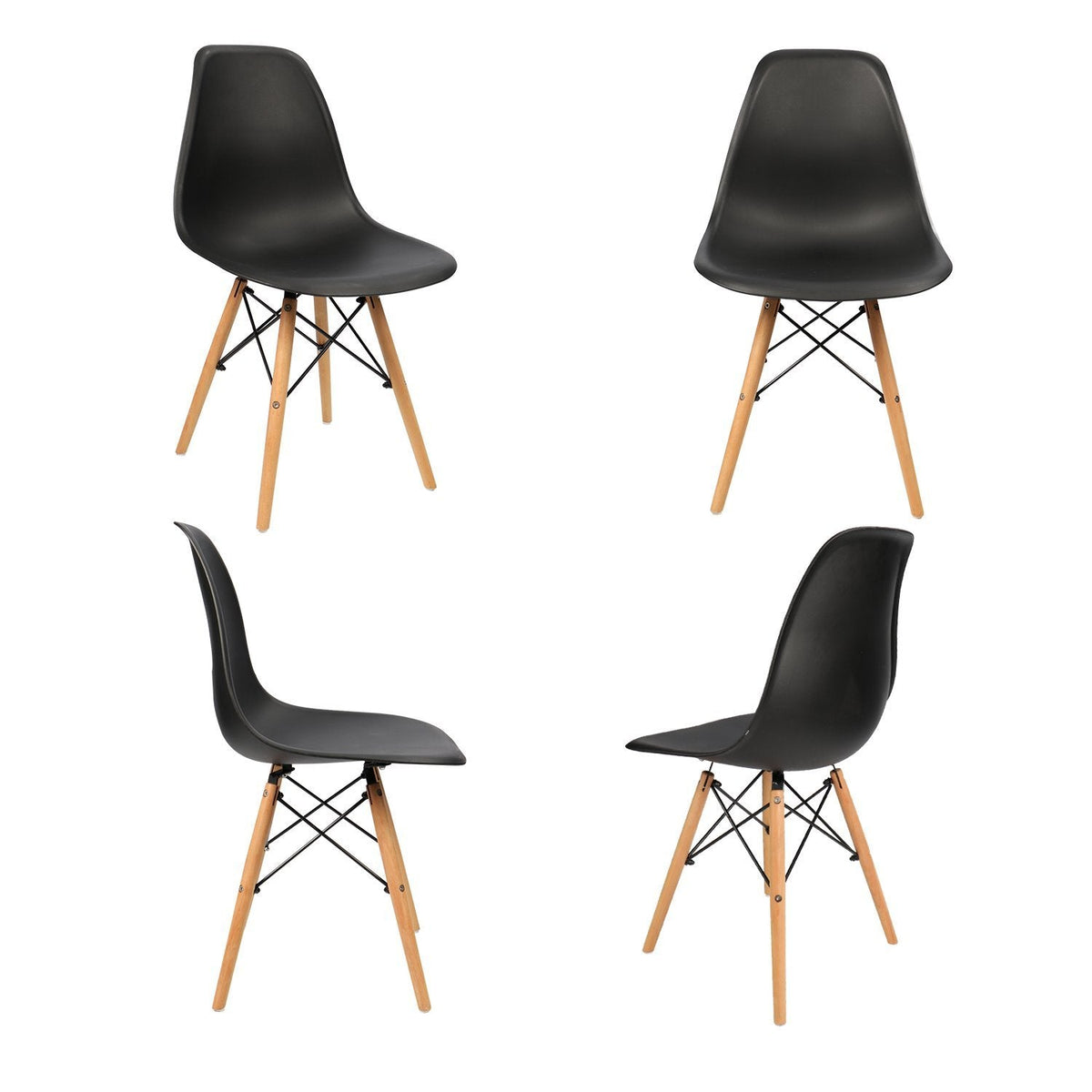 Inspired Eames Style Modern Dining Chairs Mid Century Pre Assembled DSW Chair Classic Shell Lounge Plastic Side Chairs Set of 4