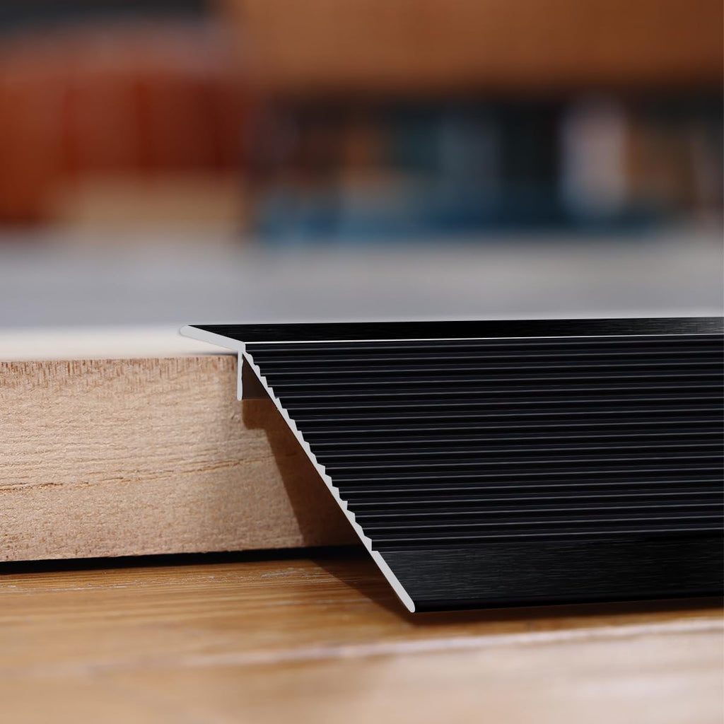 Aluminum Profile Floor Transition Strip, Brushed Black, 35.4"x3.9"