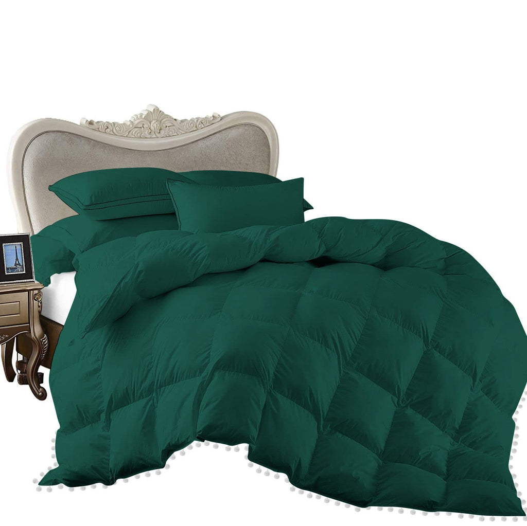 5 Piece White Vintage Pom-Pom Fringe, Box Design Comforter Set 1000 Thread Count, 550 GSM Filling, 100% Egyptian