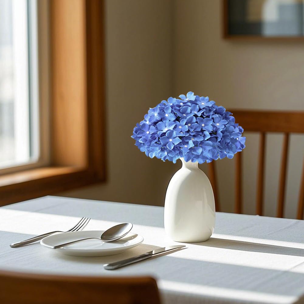 Hydrangea Artificial Flowers, 20 Pcs Royal Blue Hydrangea Artificial Flowers Bulk, Faux Hydrangea Flowers for