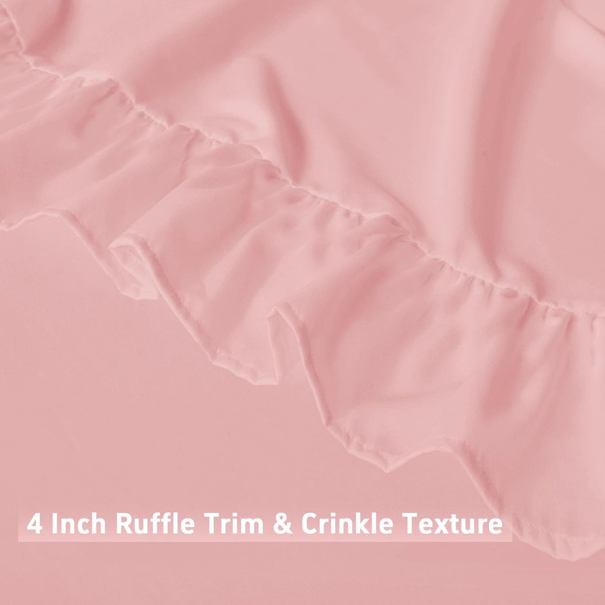 Sheet Set 4 Pieces - Pink Sheets with 4-Inch Ruffles Bed Skirt