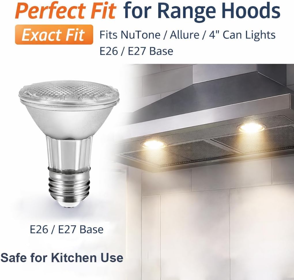 PAR20 LED Range Hood Light Bulbs Under Hood, 60W Incandescent Stove Light Bulbs Replacement, 7W LED Appliance Bulbs