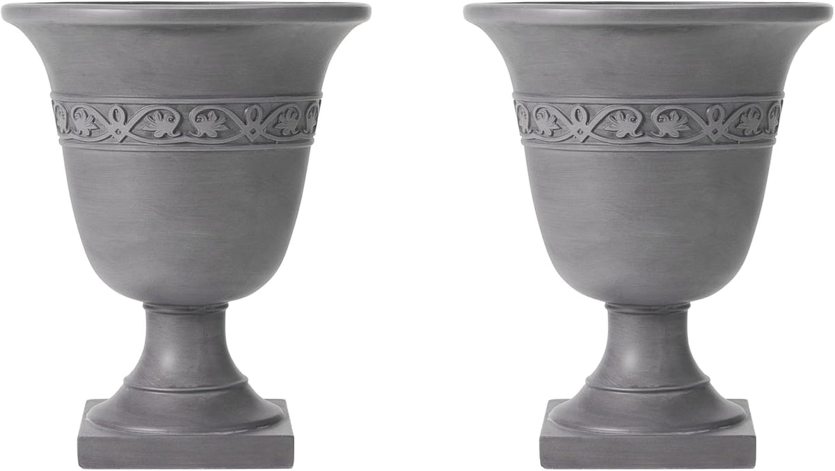 Sical Round Concrete Planter Set of 2, 2 Pack Garden Flower Pot with Drainage Hole, MGO Patio Urn Planter for Outdoor