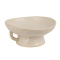 Co-Op Stoneware Footed Pedestal Bowl with Handles, Reactive Glaze, White